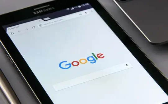 A search engine open on a tablet