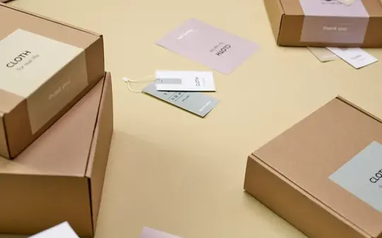 Labelled product packaging ready to ship