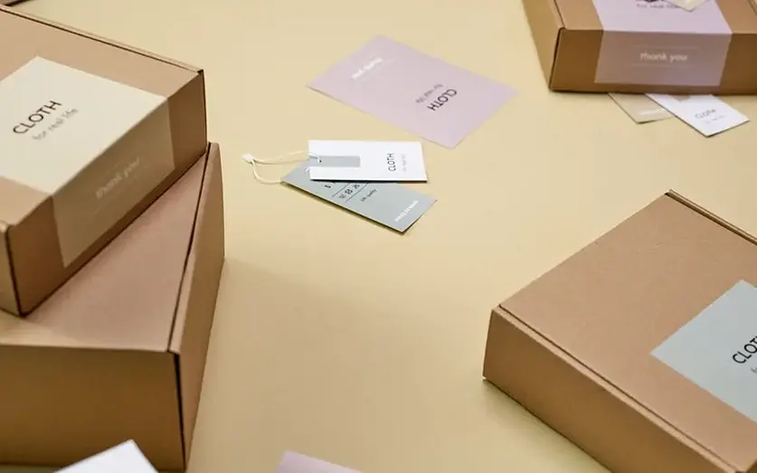 Labelled product packaging ready to ship