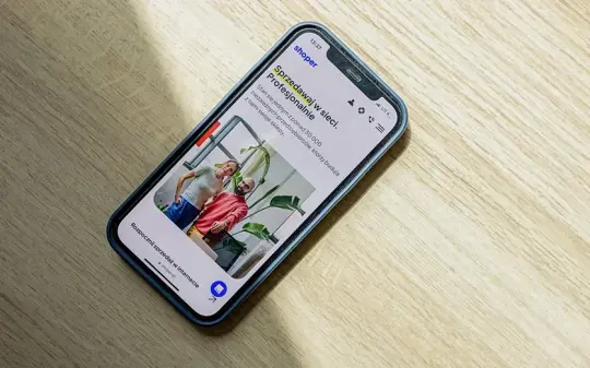 A phone showing an online store