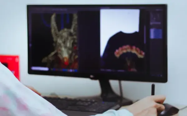 A designer working on a brand layout