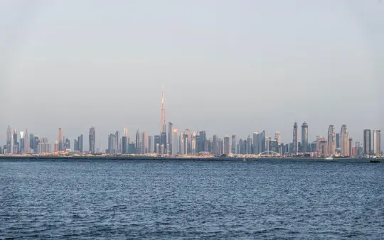 The Dubai skyline across the water