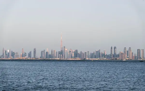 The Dubai skyline across the water