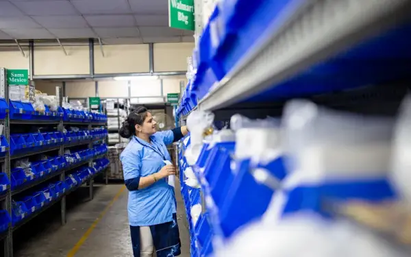 A worker in a trading warehouse