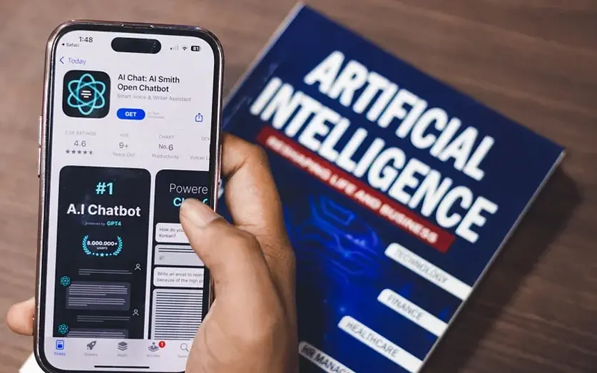 An AI assistant answering on a phone